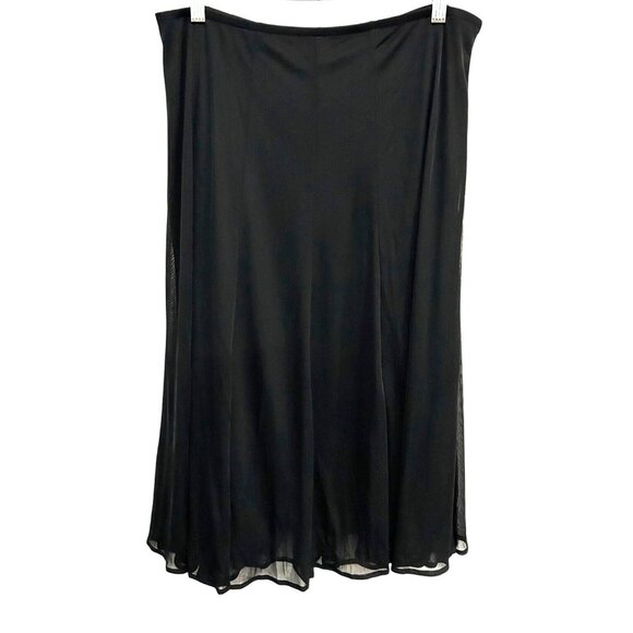 Roz & Ali NWT Womens Black Midi Skirt Sz Large Elastic Waist - Picture 1 of 10